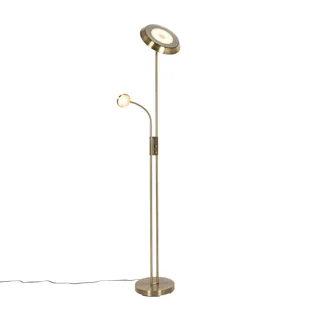 QAZQA Brązowa lampa podłogowa z diodą LED i ściemniaczem z lampką do czytania - Fez - Lampy stojące - miniaturka - grafika 1