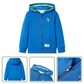 Bluzy dla dziewczynek - Bluza dziecięca z kapturem i suwakiem - niebieska - 104 - Bluza Dziecięca - miniaturka - grafika 1