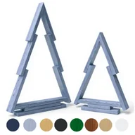 Ozdoby bożonarodzeniowe - Choinka drewniana dekoracja zestaw 2 szt. - 55 oraz 38 cm,srebrna, świąteczna ozdoba, figurka - miniaturka - grafika 1