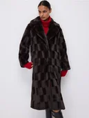 Płaszcze damskie - Reserved - Płaszcz z imitacji futra - ciemnobrązowy - miniaturka - grafika 1