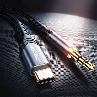 Joyroom kabel audio stereo AUX 3,5 mm mini jack - USB Typ C do telefonu tabletu 2 m czarny (SY-A03) - Kable USB - miniaturka - grafika 2