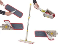 Miotły, szufle, mopy - MOP PŁASKI OBROTOWY WYCISKANY MOTYLEK X TWIST Z WYCISKACZEM +  3 NAKŁADKI - miniaturka - grafika 1