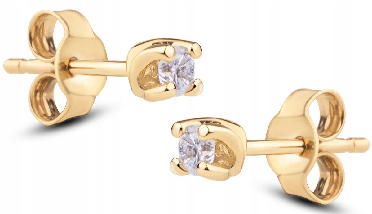 PIĘKNE ZŁOTE KLASYCZNE KOLCZYKI Z BRYLANTAMI 0,14CT 14KT 585 + DEDYKACJA