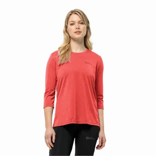 Damska koszulka sportowa Jack Wolfskin CROSSTRAIL 3/4 T W vibrant red - M - Koszulki sportowe damskie - miniaturka - grafika 1