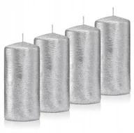 Świece - Świece ozdobne srebrne walec kokon 12/6 zestaw 4 - miniaturka - grafika 1