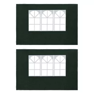 vidaXL Ścianki boczne do namiotu, 2 szt., z oknem, PE, zielone - Pawilony ogrodowe - miniaturka - grafika 1