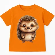 Koszulki dla dziewczynek - Pomarańczowa koszulka z Jeżem na Dzień Jeża - wzór jeż51 - miniaturka - grafika 1