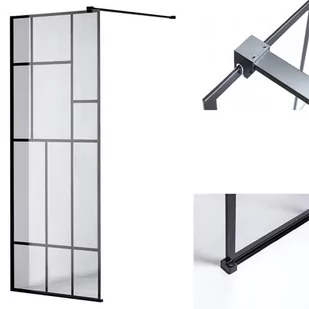 Czarna ścianka prysznicowa 100 cm SH05D szkło 8mm - Ścianki i drzwi prysznicowe - miniaturka - grafika 1