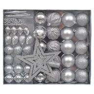 Bombki - Zestaw 50 dekoracji plastikowych bombki korale gwiazda srebrne - miniaturka - grafika 1