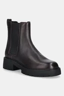 Botki damskie - Calvin Klein sztyblety skórzane CHUNKY CHELSEA BOOT LTH kolor bordowy na płaskim obcasie YW0YW02072 - miniaturka - grafika 1