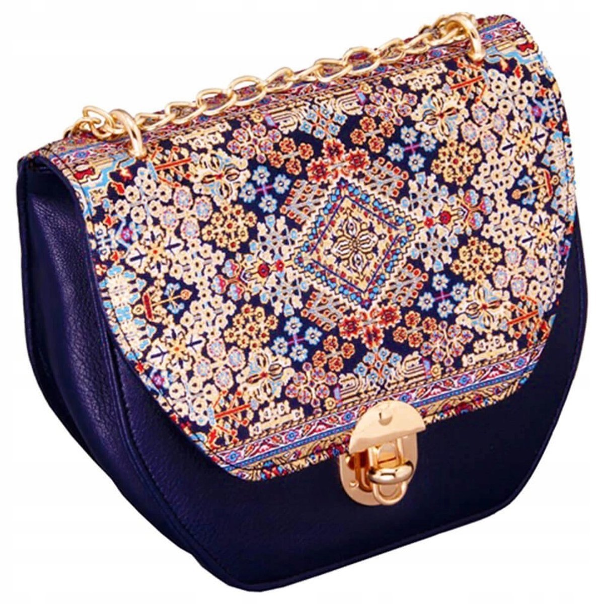 Torebka Damska Mała Listonoszka Ekoskóra Pojemna Elegancka Orientalny Wzór