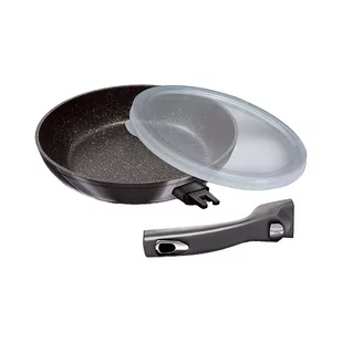 Patelnia aluminiowa CARBON PRO, 28 cm, pokrywka, odpinana rączka - Patelnie - miniaturka - grafika 1