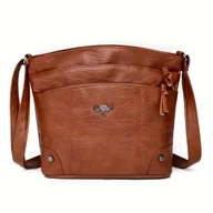 Torebki damskie - TEMU Torba na ramię dla kobiet w stylu vintage - Oliwkowy brąz, Regulowany pasek, Wiele kieszeni, Lekka i stylowa na co dzień, Codzienna torba na - miniaturka - grafika 1