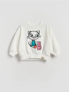 Reserved - Bawełniana bluza Kicia Kocia - złamana biel - Bluzy dla dziewczynek - miniaturka - grafika 1
