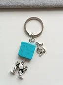 Breloki - BRELOK MUZYCZNY PERKUSJA NUTA KLUCZ MUZYKA Z KAMIENIEM TURKUS NA PREZENT - miniaturka - grafika 1