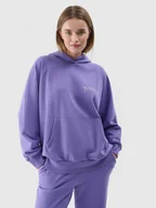 Bluzy sportowe damskie - Damska bluza dresowa nierozpinana z kapturem 4F 4FWAW24TSWSF1338 - fioletowa - miniaturka - grafika 1