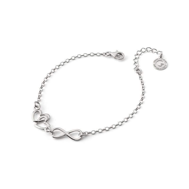 Bransoletka regulowana serca i nieskończoność, srebro 925 pokryte platyną