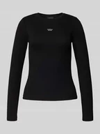 Bluzki damskie - Bluzka z długim rękawem z wyhaftowanym logo - miniaturka - grafika 1
