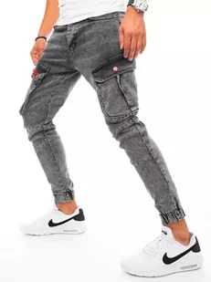 Spodnie męskie jeansowe typu bojówki jasnoszare Dstreet UX3255 - Spodnie męskie - miniaturka - grafika 1