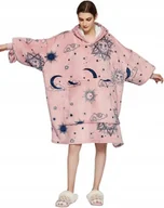 Bluzy damskie - BLUZA KOC KOCOBLUZA CIEPŁA DLA DOROSŁYCH DŁUGA KOCYK KSIĘŻYC DŁUGA MIĘKKA - miniaturka - grafika 1