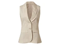 Kamizelki damskie - esmara® Długa kamizelka damska z lnem (Beżowy, 38) - miniaturka - grafika 1
