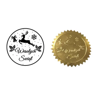 Naklejki Wytłaczane Wesołych Świąt Złote 10 Szt. - Pasmanteria - miniaturka - grafika 1