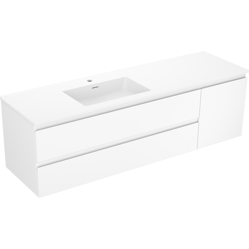 Mexen Orio szafka łazienkowa 160 cm z umywalką Otis lewą, 2S, 1D, biała mat - 91A13-16047-3-BBFFF01-W18L01