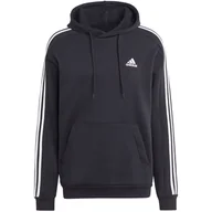 Swetry męskie - Bluza męska adidas Essentials Fleece 3-Stripes Hoodie czarna IB4028 L - miniaturka - grafika 1