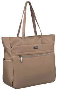 Torebka damska duża lekka i pojemna na ramię beżowa na suwak mieści a4 shopper bag PETERSON - Torebki damskie - miniaturka - grafika 1
