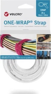 Velcro Taśma do wiązania VELCRO One Wrap 20 mm x 150 mm, 25 sztuk, biała - Taśmy klejące - miniaturka - grafika 1
