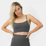 Bielizna sportowa damska - Biustonosz treningowy Calvin Klein Seamless Medium 00GWS3K120 - szary - miniaturka - grafika 1