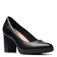 Czółenka - Clarks Damskie czółenka Bayla Skip Pump, Czarna skóra, 38 EU - miniaturka - grafika 1