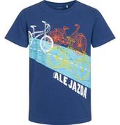 Moda i Uroda OUTLET - T-shirt z krótkim rękawem dla chłopca, z rowerami, niebieski 9-13 lat - miniaturka - grafika 1
