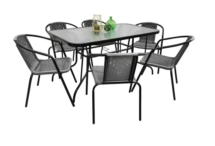 Meble ogrodowe obiadowe na taras 120x70cm na parasol dla 6 osób szary
