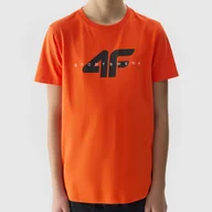 Moda i Uroda OUTLET - Koszulka Chłopięca 4F T-shirt Logo Pomarańczowy regular 4FJWSS24TTSHM1113 Pomarańczowy 164 - miniaturka - grafika 1