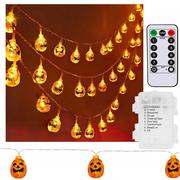 Halloween - Dekoracja na Halloween łańcuch świetlny dynie girlanda na baterie i pilota 20 LED - miniaturka - grafika 1