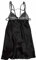 Bielizna nocna - INTIMISSIMI Koszulka Halka JEDWAB NATURALNY CZARNA KORONKA 38/M - miniaturka - grafika 1