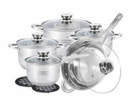 Zestawy garnków i patelni - Garnki Stal Nierdzewna 12el Indukcja Piekarnik Rączki Nienagrzewające - miniaturka - grafika 1