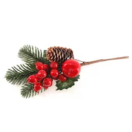 Ozdoby bożonarodzeniowe - Gałązka ozdobna z jarzębiną i szyszką 28 cm - miniaturka - grafika 1