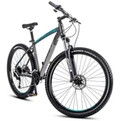 Rowery - Rower górski MTB ROMET Rambler R7.4 C U18 27.5 cala Grafitowo-srebrno-turkusowy - miniaturka - grafika 1