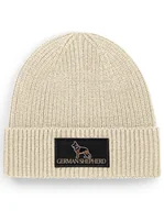 Czapki damskie - Czapka Zimowa Beanie Psy Zwierzęta "German Shepherd" Owczarek Niemiecki Jasny Beż Bardzo Ciepła Idealna Na Prezent - miniaturka - grafika 1