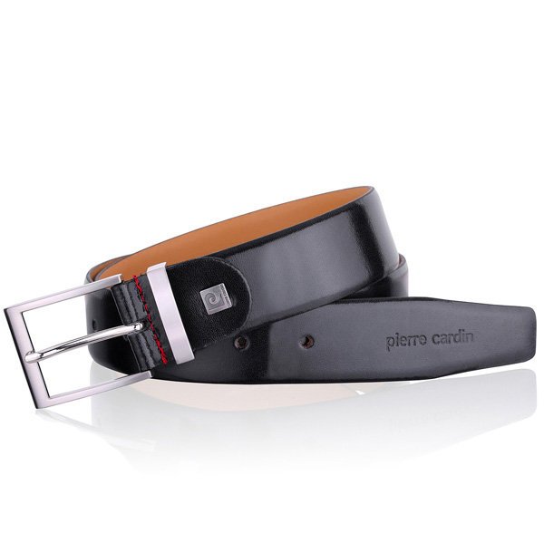 Skórzany pasek męski Pierre Cardin 70125 - czarny 110 cm
