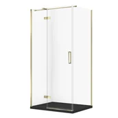 Kabiny prysznicowe - Kabina prysznicowa Cersanit Jota 100x80x195 prostokątna złoty transparentne z brodzikiem tako slim czarny mat S601-389 - miniaturka - grafika 1