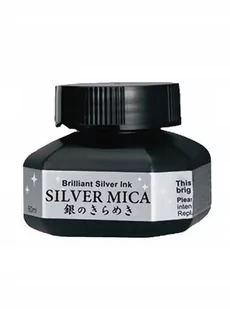 KURETAKE SILVER MICA INK 60ML-srebrny tusz kalig. - Naboje i atramenty - miniaturka - grafika 1