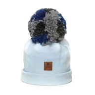 Czapki damskie - Hi Little One czapka zimowa niemowlęca ALPACA BOHO Blue M Pom Pom - miniaturka - grafika 1