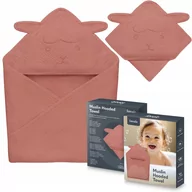 Okrycia kąpielowe dla dzieci - Lionelo Ręcznik Z Kapturkiem Muslinowy Hooded Towel Red Coral - miniaturka - grafika 1
