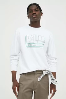 Bluzy męskie - G-Star Raw bluza bawełniana męska kolor biały z nadrukiem - grafika 1