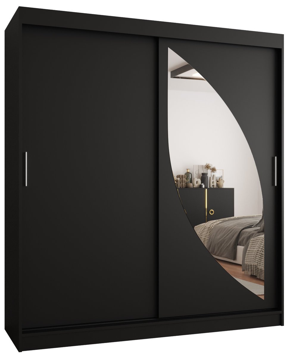 Szafa przesuwna Gardroba Abiks MILO 180 gł. 62 czarny mat