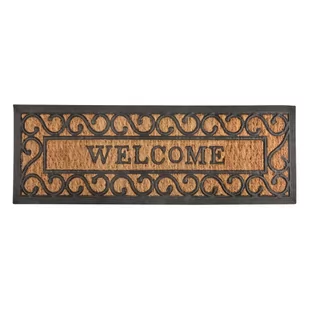 Esschert Design rb169 Welcome drzwi poziomu/mata na podłogę, włókno kokosowe, guma, czarny/brązowy, 75 x 25 x 0.9 cm RB169 - Wycieraczki - miniaturka - grafika 1
