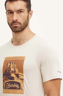 Columbia t-shirt bawełniany kolor beżowy z nadrukiem - Koszulki męskie - miniaturka - grafika 1